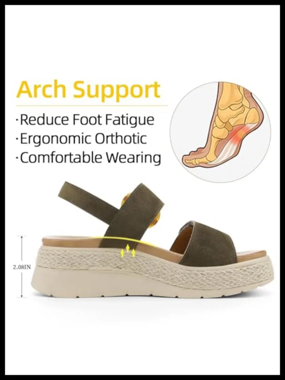 Women's Espadrille Platform Wedge Sandals Arch Support 2.08